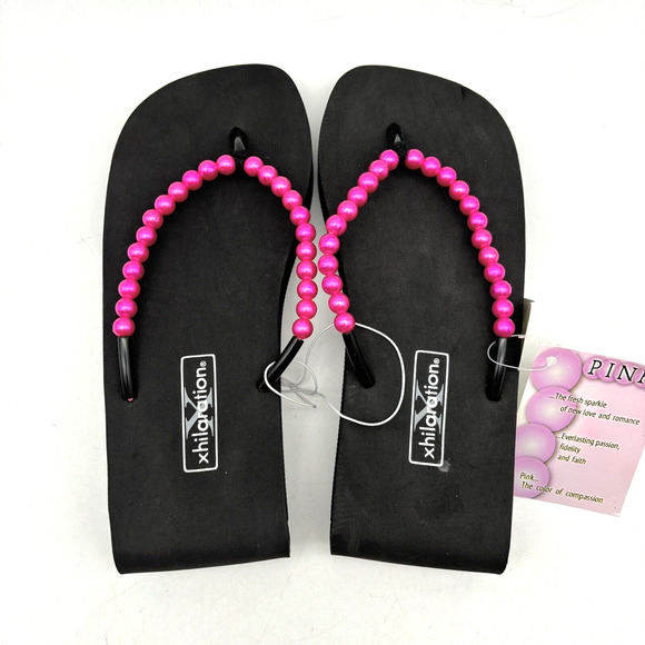 NWT Vintage 90s Y2K Xhilaration Platform Pink Pearl Strap Flip Flop Sandals 7 - Picture 10 of 16